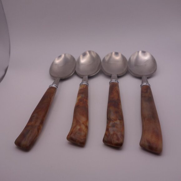 Set of Four(4) Stainless MB Japan Faux Bone Spoons - Picture 2 of 15